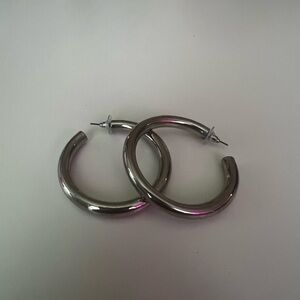 Chunky Silver Hoop Earrings